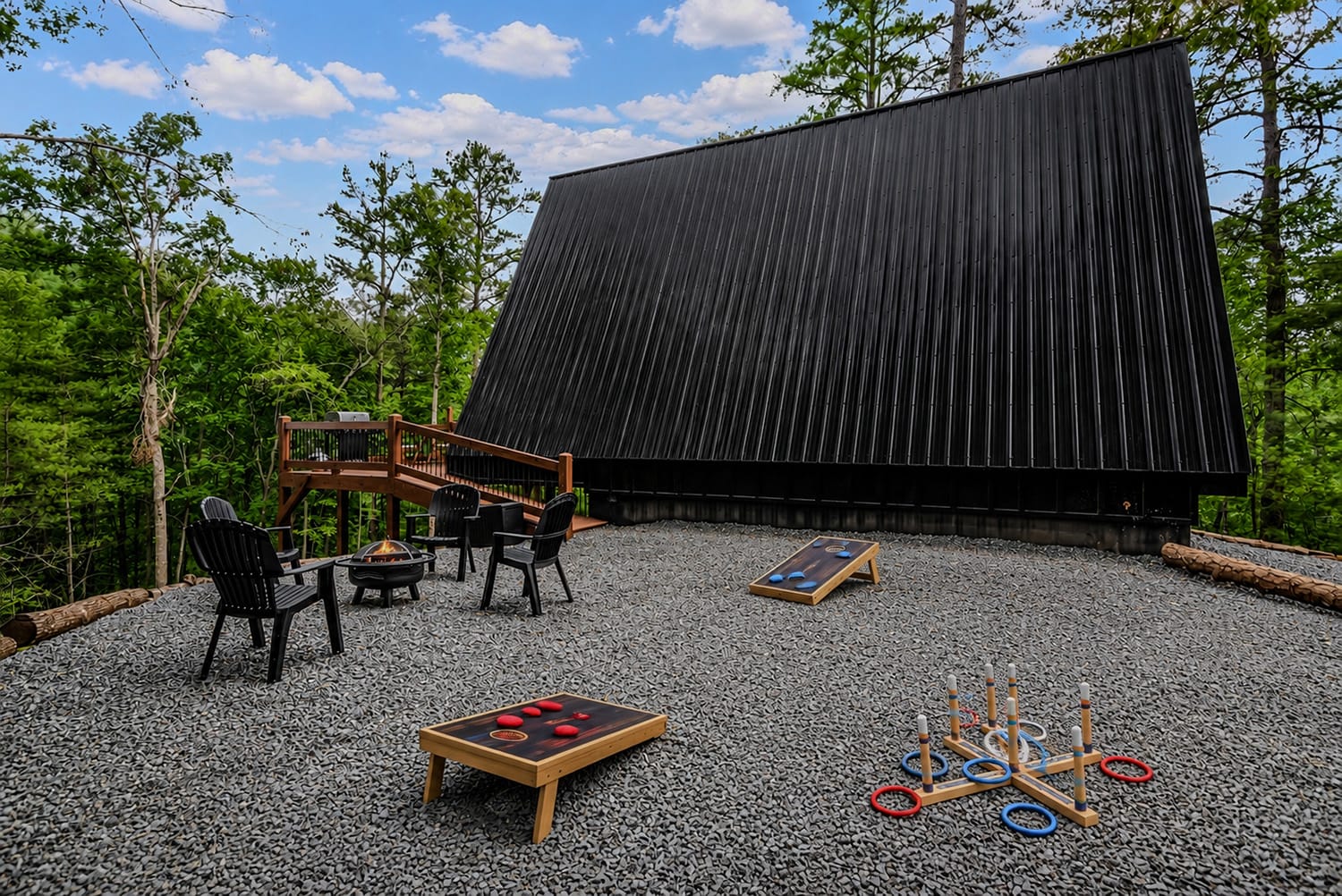 Cabin Fire pit and games